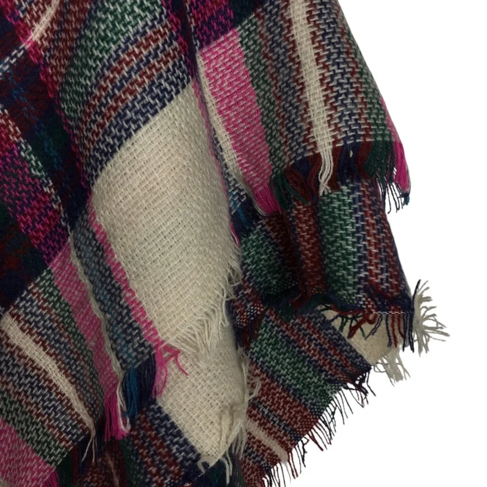 BLANKET SCARF Tartan Plaid Fringe Oversized Holiday Festive Christmas Cozy Shawl